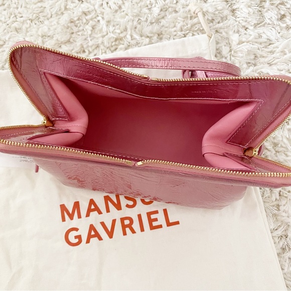 Mansur Gavriel $745 Mini M Frame Bag NWT Metallic Flamingo Pink - Picture 8 of 8